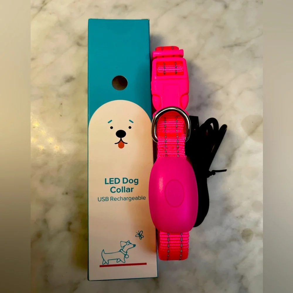 Led dog collar with USB charger for small dogs 12 x 0.6 inches